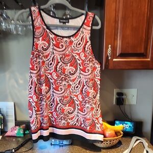 Fortune + Ivy, Red Paisley Women's Sleeveless Top, Sz. Lg.